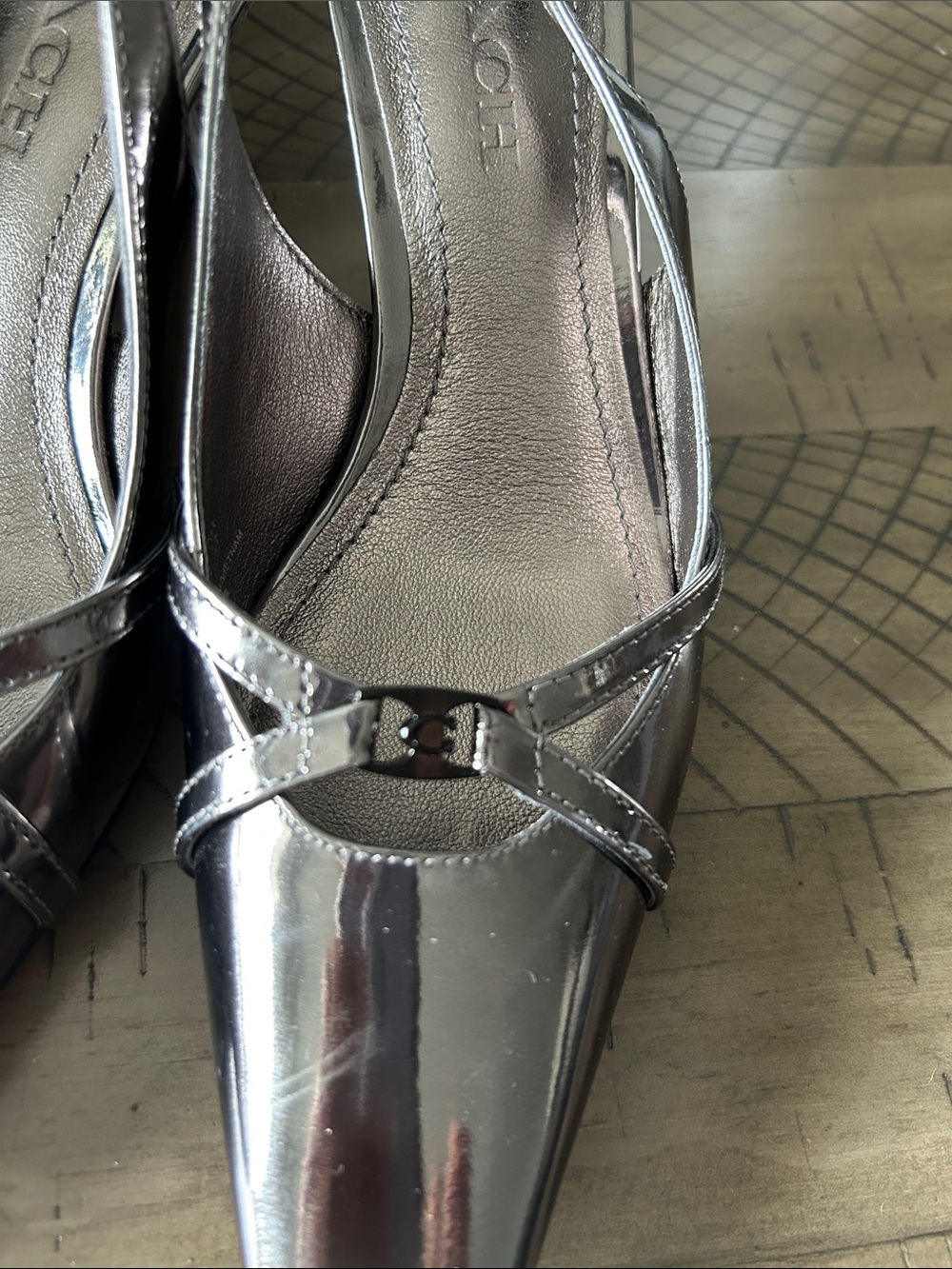 Coach Silver Metallic Slingback Heels - Picture 9 of 10